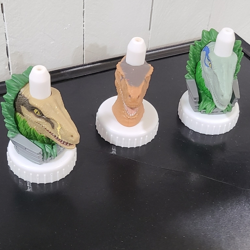 Lot Of 3 Jurassic World Good2Grow Spouts Toppers Jurassic Park Universal Studios